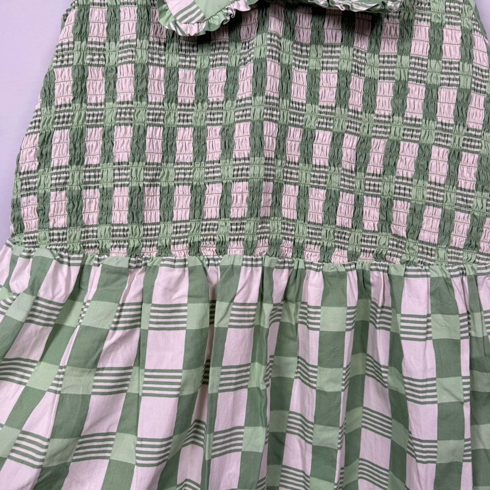 The Drop Plus Size Light Green Gingham Smocked Midi Dress, 2X, Great Condition - Picture 9 of 16